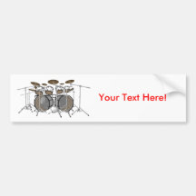 Drums: White Drum Kit: 3D Model: Bumper Stickers