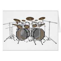 Drums: White Drum Kit: 3D Model: Greeting Cards
