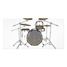 Drums: White Drum Kit: 3D Model: Photo Card Template