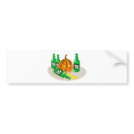 drunk jack o lantern pumpkin with beer bumper stickers