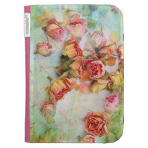 Dry vintage roses on green kindle case