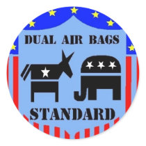 DUAL AIR BAGS STANDARD POLITICAL STICKERS DEMOCRAT