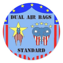 DUAL AIR BAGS STANDARD POLITICAL STICKERS DEMOCRAT