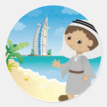 Dubai boy round stickers