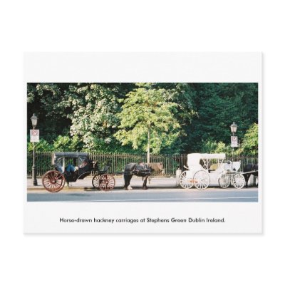 Dublin Ireland Horse-drawn hackney carriages Postcard