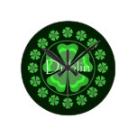 Dublin Shamrocks & Clover Wall Clock