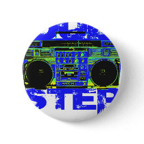 Dubstep Blue Boombox Pinback Buttons