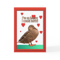 Duck Bursting Heart Valentine Card