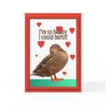 Duck Bursting Heart Valentine Card