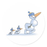 Duck Snowmen Round Stickers