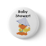Duck with Blue Umbrella Baby Shower buttons