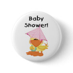 Duck with Pink Umbrella Baby Shower buttons