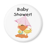 Duck with Pink Umbrella Baby Shower magnets