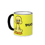 DUCK! yellow duck ringer ceramic mug