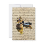 Ducks on vintage paper invitations