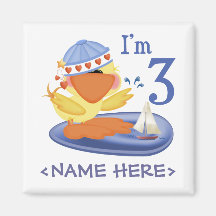 Ducky Boy 3rd Birthday Magnets