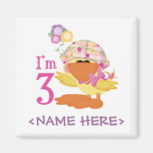 Ducky Girl 3rd Birthday Refrigerator Magnets