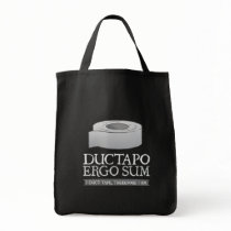 Ductapo Ergo Sum.  I duct tape, therefore I am. Canvas Bags