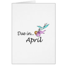 Due In April (Pink) Greeting Cards