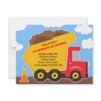 Dump Truck Construction Birthday Invitation