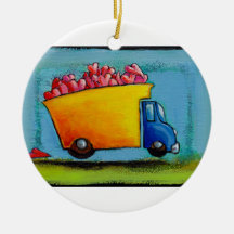Dump truck of love hauling hearts fun unique art ornaments