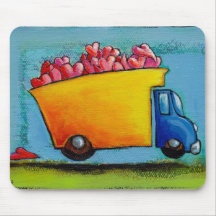 Dump Truck of Love unique fun happy whimsical art Mouse Pad