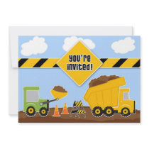 Dump Trucks Construction Birthday Invitation