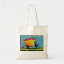 Dump trucks of love hauling hearts fun unique art tote bags