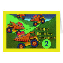 Dump Trucks With Cupcakes, Birthday for Grandson Card
