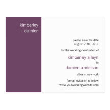 "Duo" Purple Save the Date Postcard