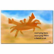 Durable Acrylic Haiku Art Beach Crab Magnet Acrylic Cut Outs