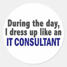 During The Day I Dress Up Like An IT Consultant Stickers