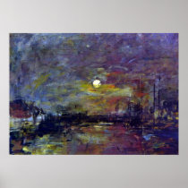 Dusk on the port of Le Havre by Eugene Boudin Poster