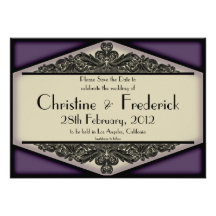 Dusky Purple Vintage, save the date announcement