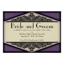 Dusky Purple Vintage, wedding invite