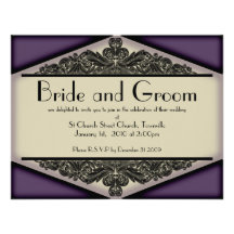 Dusky Purple Vintage, wedding invite