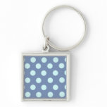 Dusty Blue Polka Dots Key Chains