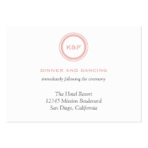 Dusty pink initials wedding reception enclosure business card templates