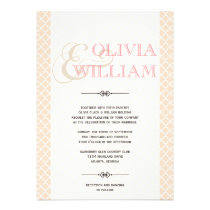 Dusty pink Moroccan tile ampersand modern wedding invitations