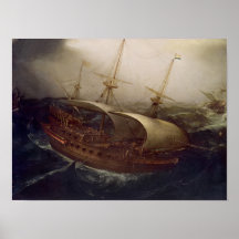 Dutch Battleship in a Storm Print