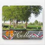 Dutch Canal Boat Holland Text Souvenir Mousepad