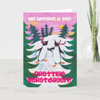 Dutch Christmas Card - Skating Penguins card