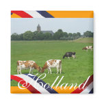 Dutch Cows in Meadow Orange Fridge Magnet Gifts