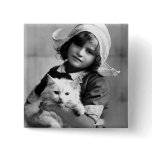 "Dutch Girl with Cat" Vintage Photograph buttons