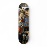 Dutch little boy and girl skateboards
