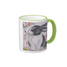 Dutch Rabbit & Cherry Blossom Mug - So Cute!