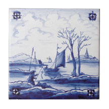 Dutch traditional blue tile