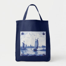Dutch traditional blue tile canvas bag
