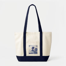 Dutch traditional blue tile canvas bags