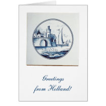 Dutch traditional blue tile greeting card